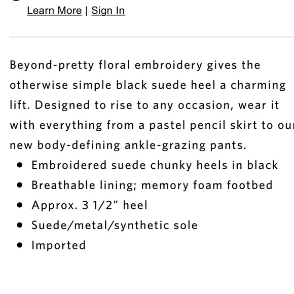 SEE NEW LISTING WHBM🖤 Suede Heels Embroidered NIB - Picture 6 of 7